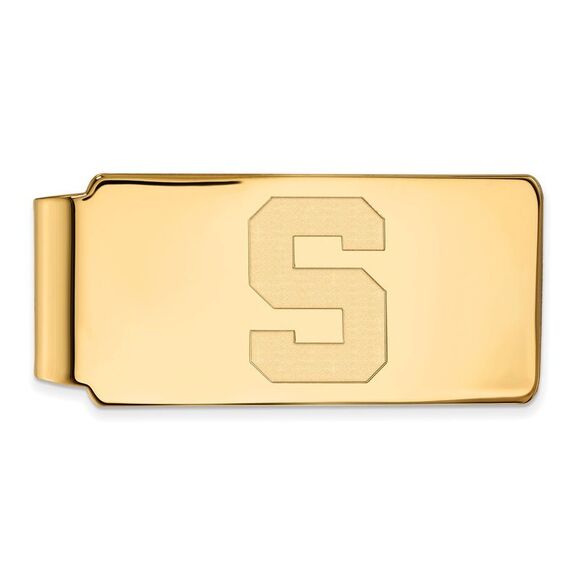 14k Gold Plated Silver Michigan State Money Clip - Picture 1 of 3